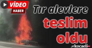 Tır alevlere teslim oldu