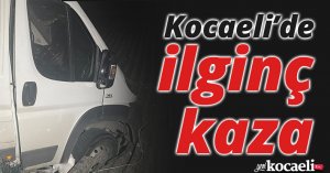 Kocaeli’de ilginç kaza: Yoldan çıkan minibüs deponun çatısına çarptı