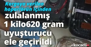 Kargoya verilen hoparlörün içinden zulalanmış 1 kilo 620 gram uyuşturucu ele geçirildi