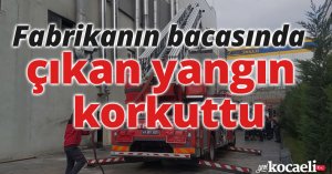 Fabrikanın bacasında çıkan yangın korkuttu