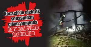 Kocaeli'de elektrik sobasından çıkan yangında baraka alevlere teslim oldu