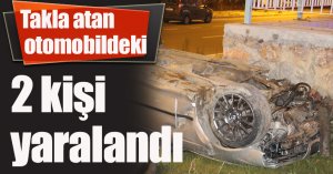 Takla atan otomobildeki 2 kişi yaralandı