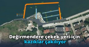 Değirmendere çekek yeri için kazıklar çakılıyor