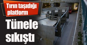 Tırın taşıdığı platform tünele sıkıştı, D-100 Ankara istikameti trafiğe kapandı