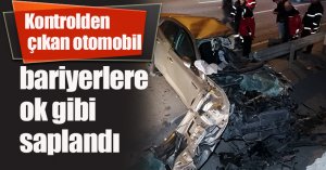 Kontrolden çıkan otomobil bariyerlere ok gibi saplandı: 2 yaralı