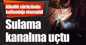 Alkollü sürücünün kullandığı otomobil sulama kanalına uçtu