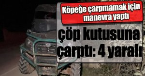 Köpeğe çarpmamak için manevra yaptı, çöp kutusuna çarptı: 4 yaralı