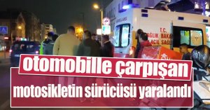 Tali yoldan çıkan otomobille çarpışan motosikletin sürücüsü yaralandı