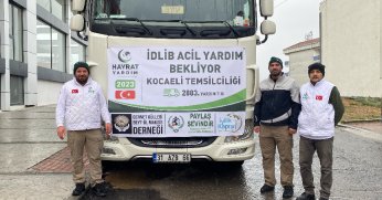 Soğuk kış gününde İdlib'e yürekleri ısıtan yardım