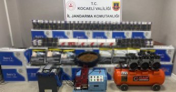 Kocaeli'de 450 bin TL değerinde kaçak sigara malzemesi ele geçirildi