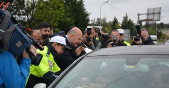 Trafik denetimine katılan Bakan Soylu: 