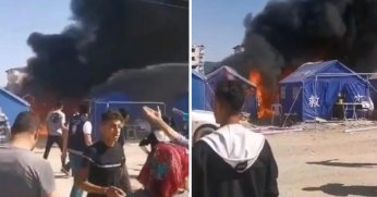 Çadır kentte yangın! Çadırlar kullanılmaz hale geldi