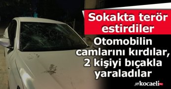 Sokakta terör estirdiler: Otomobilin camlarını kırdılar, 2 kişiyi bıçakla yaraladılar