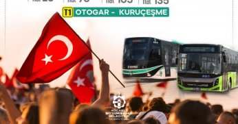 Demokrasi ve milli birlik gününde ücretsiz ulaşım hizmeti