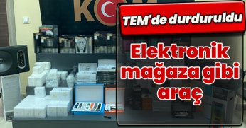 TEM'de durduruldu: Elektronik mağaza gibi araç