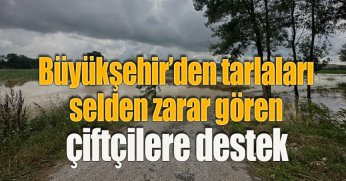 Büyükşehir’den tarlaları selden zarar gören çiftçilere destek