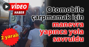 Otomobile çarpmamak için manevra yapınca yola savruldu: 2 yaralı