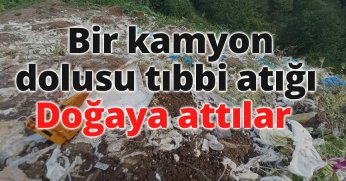Bir kamyon dolusu tıbbi atığı doğaya attılar