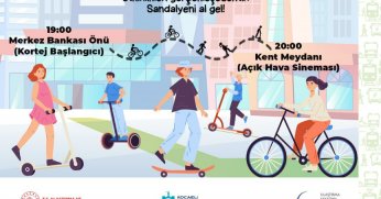 Hareketlilik Haftası Arabasız Gün etkinliğinde;  Önce yürüyüş korteji sonra sinema