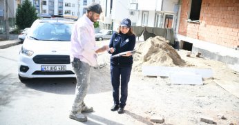 Zabıta ekiplerden inşaatlarda kum denetimi