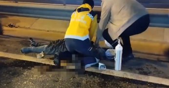 D-100'de hafif ticari aracın çarptığı yaya ağır yaralandı