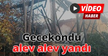 Gecekondu alev alev yandı