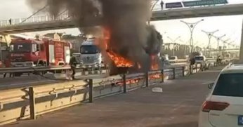 D-100’de hafif ticari araç alev alev yandı