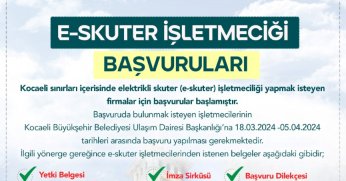 E-skuter işletmesi için başvurular alınacak