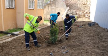 İstinat duvarı alanı yeşillendirildi