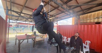 Büyükşehir İtfaiyesi'nden teleferik ekibine eğitim