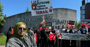 Kocaeli'de üniversite öğrencileri, İsrail'in Gazze'ye saldırılarını protesto etti