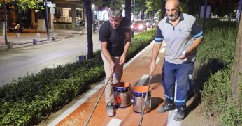 Cumhuriyet Bulvarı’nda bisiklet yolu yenilendi