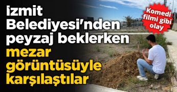 İzmit Belediyesi'nden peyzaj beklerken mezar görüntüsüyle karşılaştılar