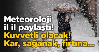Meteoroloji il il paylaştı! Kuvvetli olacak! Kar, sağanak, fırtına...