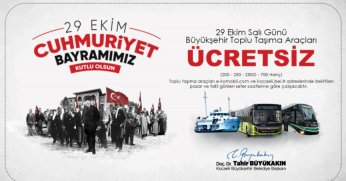Büyükşehir’den 29 Ekim’de ücretsiz ulaşım