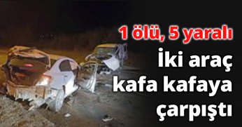 İki araç kafa kafaya çarpıştı