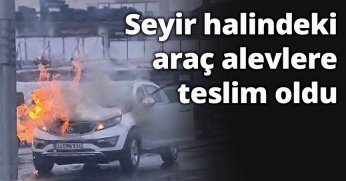 Seyir halindeki araç alevlere teslim oldu