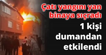  Çatı yangını yan binaya sıçradı: 1 kişi dumandan etkilendi