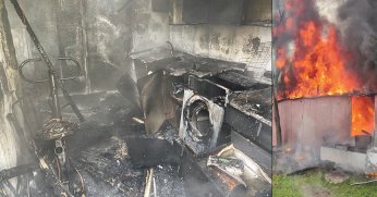 Prefabrik ev alev alev yandı: Eşyalar küle döndü