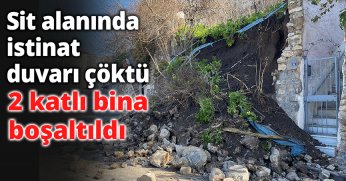 Sit alanında istinat duvarı çöktü: 2 katlı bina boşaltıldı
