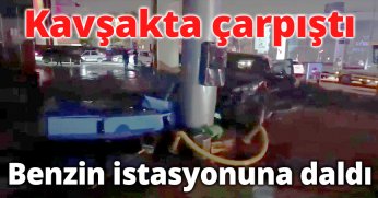 Benzin istasyonunda araç daldı 