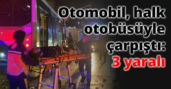 Otomobil, halk otobüsüyle çarpıştı: 3 yaralı