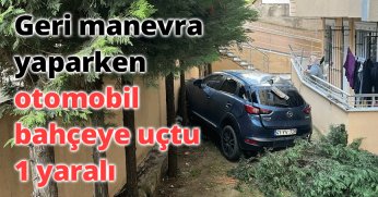Geri manevra yaparken otomobil bahçeye uçtu: 1 yaralı