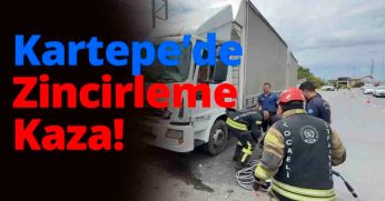 Kartepe’de Zincirleme Kaza: Tır Sürücüsü Araçta Sıkıştı, Yavru Kedi de Kurtarıldı