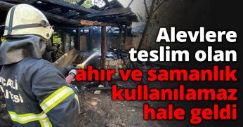 Alevlere teslim olan ahır ve samanlık kullanılamaz hale geldi