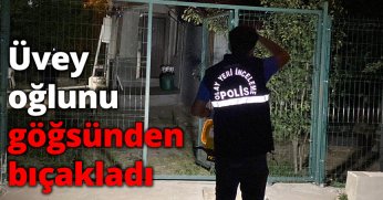 Üvey oğlunu göğsünden bıçakladı