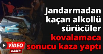Jandarmadan Kaçan Alkollü Sürücüler Kovalamaca Sonucu Kaza Yaptı