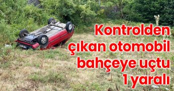 Kontrolden çıkan otomobil bahçeye uçtu: 1 yaralı