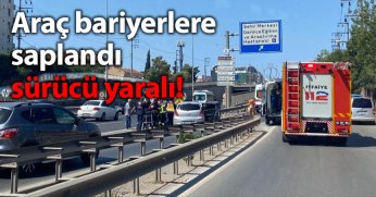 Araç bariyerlere saplandı, sürücü yaralı!