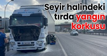 Seyir halindeki tırda yangın korkusu